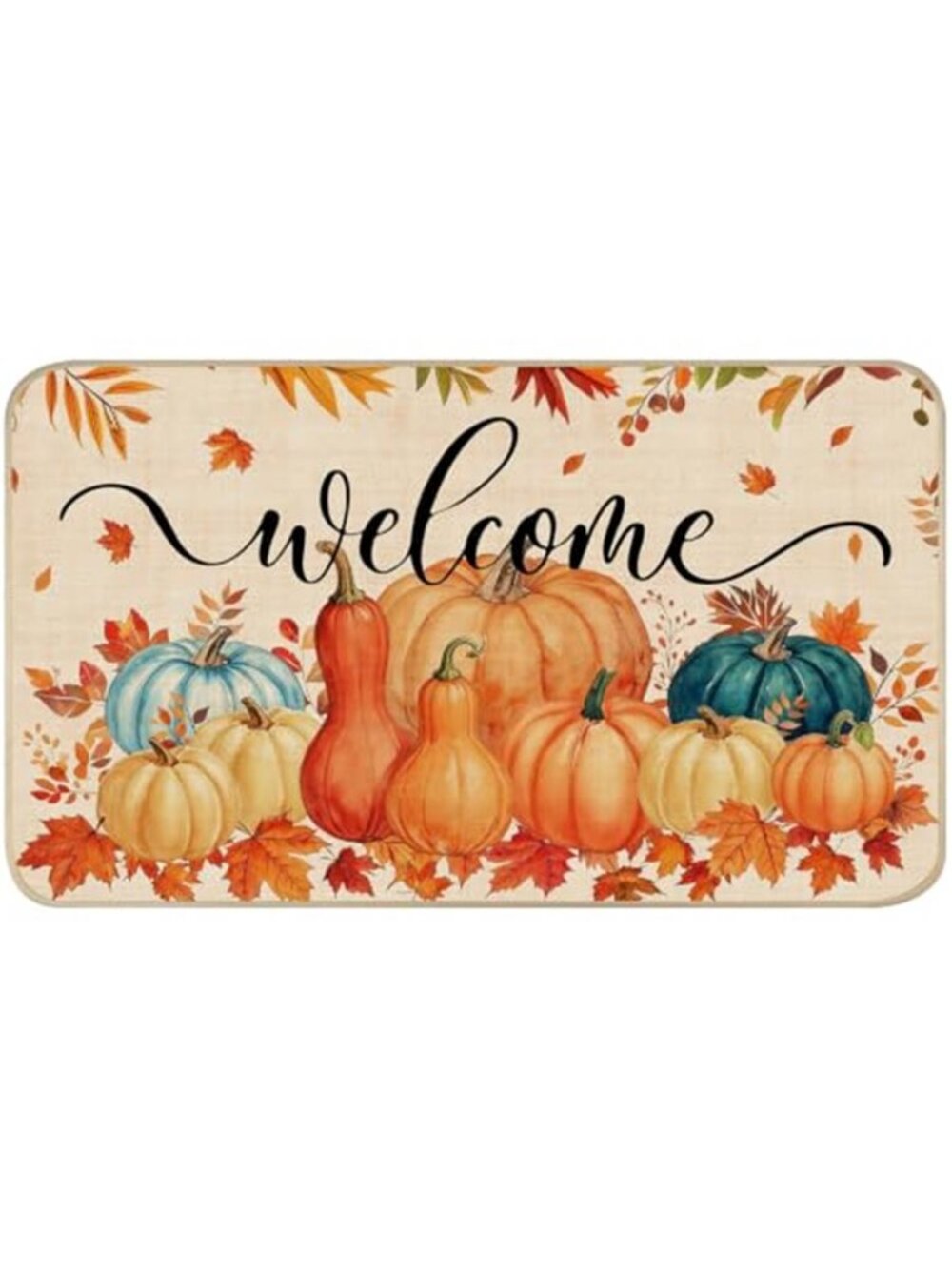 Fall Doormat Outdoor, Non-Slip Outdoor Mats for Front Door, Pumpkin Doormat